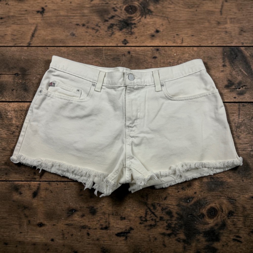 Polo Jeans Co Ralph Lauren Denim Shorts Frayed Hem Saturday White Womens 10